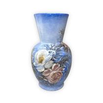 Vaso de Porcelana para Flores Jarro de Louça Grande Abacaxi 19 cm Pintado à Mão FLORAL ROSAS BRANCA ROSA