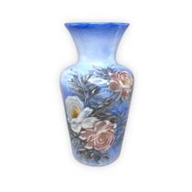 Vaso de Porcelana para Flores Jarro de Louça Grande Ornato 19 cm Pintado à Mão FLORAL ROSAS BRANCA ROSA