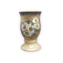 Vaso de Porcelana para Flores Jarro de Louça Médio Taça 13 cm Pintado à Mão MARGARIDAS BRANCA