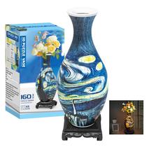 Vaso de quebra-cabeças 3D YunsheCSBS 160 peças com LED azul claro