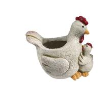 Vaso de resina para frango com design de galinha e pintinho 600g