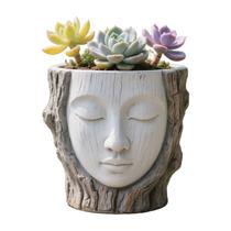Vaso de resina, toco de árvore, rosto, cabeça de menina, 700g, 17x17x16,5 cm Vaso de resina, toco de árvore, rosto, cabeça de menina, 700g, 17x17x16,5 cm