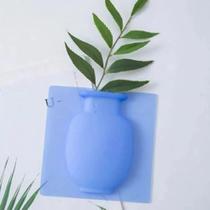 Vaso de Silicone Adesivo de Parede para Flores - Azul - Tudo em Caixa