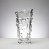 Vaso de vidro 25 cm transparente moderno jarro floreira cachepo recipiente decorativo textura geometrica para arranjos e decora quadrado