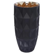 Vaso De Vidro 32Cm Preto E Rose