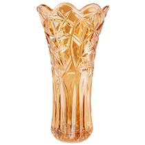 Vaso de Vidro Âmbar Brilhante Texturizado 23x12cm Decorativo Eventos Casamentos