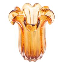Vaso de Vidro Âmbar Decorativo Flat Italy 19x24cm Elegante Vaso de Vidro Âmbar Decorativo Flat Italy 19x24cm Elegante