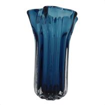 Vaso De Vidro Azul Borda Ondulada Grosso Transparente - DIDO FLORES