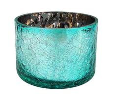 Vaso de Vidro Azul Craquelado Castiçal para Casa 12cm