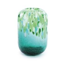 Vaso de Vidro Azul Tiffany Efeito Craquelado com Degradê Verde 19cm 1014945 Exclusive