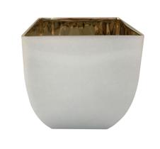Vaso de Vidro Branco Fosco Veludo Quadrado p/ Casa 13cm