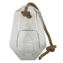 Vaso de vidro com alca de corda 20,5cm x 18,5cm x 26cm - Btc Decor Vaso de vidro com alca de corda 20,5cm x 18,5cm x 26cm - Btc Decor