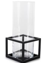 Vaso de Vidro com Armação em Aço Preto - Linha Frame - 31 cms Vaso de Vidro com Armação em Aço Preto - Linha Frame - 31 cms