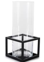 Vaso de Vidro com Armação em Aço Preto - Linha Frame - 31 cms