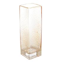 Vaso de Vidro com Borda Dourada Âmbar Taj 8cm x 8cm x 25cm - Wolff