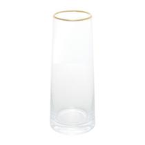 Vaso de Vidro com Borda Dourada Liz 11x11x27cm 29251- Wolff