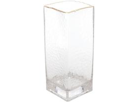 Vaso de Vidro com Borda Dourada Taj 8cm x 8cm x 20cm - Wolff Vaso de Vidro com Borda Dourada Taj 8cm x 8cm x 20cm - Wolff