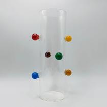 Vaso de Vidro Decorativo 1,2L com Bolinhas Coloridas 25x13cm