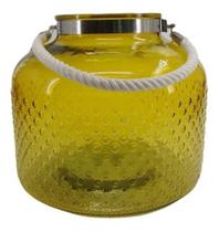 Vaso De Vidro Decorativo Alça De Corda Trançada 27x30 Amar