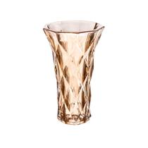 Vaso de Vidro Diamond Ambar Metalizado 13 x 6,5 x 20 cm