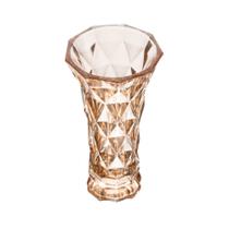 Vaso de Vidro Diamond Âmbar Metalizado 13cm x 6,5cm x 20cm - Lyor