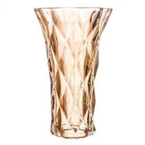 Vaso De Vidro Diamond Âmbar Metalizado 13x6,5x20cm Lyor