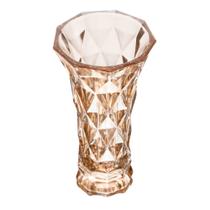 Vaso de Vidro Diamond Âmbar Metalizado 15cm x 8cm x 25cm - Lyor