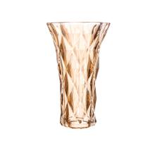 Vaso de Vidro Diamond Âmbar Metalizado 8cm x 5cm x 15cm - Lyor