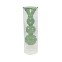 Vaso de Vidro Duplo Transparente e Verde - btc Decor