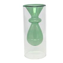 Vaso de vidro duplo transparente e verde - BTC