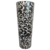 Vaso de Vidro Espesso Jateado em Arabescos Preto 30cm - Saldão Vaso de Vidro Espesso Jateado em Arabescos Preto 30cm - Saldão