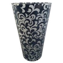 Vaso de Vidro Espesso Print Jateado Preto 21x12,5cm Vaso de Vidro Espesso Print Jateado Preto 21x12,5cm