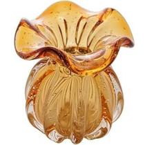 Vaso de Vidro Estilo Murano Âmbar Decorativo 13cm Elegante
