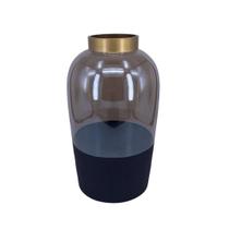 Vaso de vidro fume preto e dourado 27cm - bc0121 - BTC