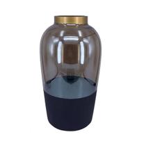 Vaso de vidro fume preto e dourado 32cm - bc0120 - BTC
