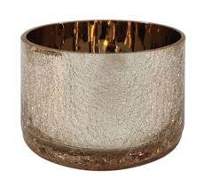 Vaso de Vidro Gold Craquelado Castiçal para Casa 10cm