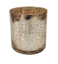 Vaso de Vidro Gold Craquelado Castiçal para Casa 12cm