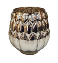 Vaso de Vidro Gold Detalhes Oval Decorativo para Casa 15cm Vaso de Vidro Gold Detalhes Oval Decorativo para Casa 15cm