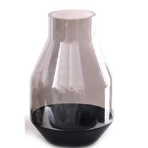 Vaso de Vidro Grosso com Base Preta Fumê 26x18x9cm SALDÃO. Vaso de Vidro Grosso com Base Preta Fumê 26x18x9cm SALDÃO.
