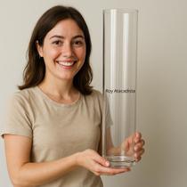 Vaso De Vidro Grosso Tubo Cilíndrico Alto 50cm Premium Luxo