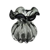 Vaso De Vidro Italy Cinza 11,5x13cm - Lyor