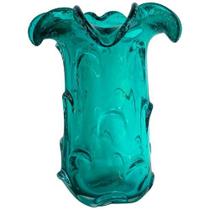 Vaso de Vidro Italy Pétala Verde Água Ø19x24cm Tipo Murano