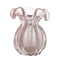 Vaso de Vidro Italy Rosa Claro Tipo Murano 13x17cm Wolff Vaso de Vidro Italy Rosa Claro Tipo Murano 13x17cm Wolff