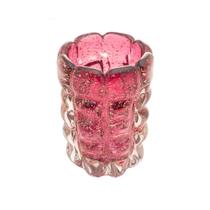 Vaso De Vidro Italy Rosa E Dourado 10Cm X 13Cm - Lyor