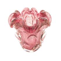 Vaso De Vidro Italy Rosa E Dourado 13Cm X 14,5Cm - Lyor