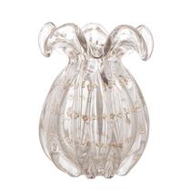 Vaso de Vidro Italy Transparente e Dourado 13x17cm Lyor