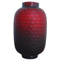Vaso de Vidro Modelo Colmeia Vinho e Preto 34x22x22cm Master Decor