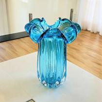 Vaso de Vidro Murano Azul Aquamarine 24cm
