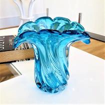 Vaso de Vidro Murano Cannaregio Azul Aquamarine 20 Cm