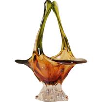 Vaso de Vidro Murano Divinus Ambar Artesanal 34cm Jolitex